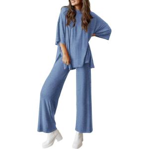 PRETTYGARDEN Two Piece Sets for Women Summer Fashion Lounge Matching Set 2026 Spring Travel Vacation Airport Outfits Clothing(Grey Blue)