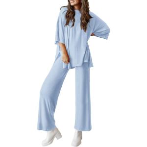 PRETTYGARDEN Two Piece Sets for Women Summer Fashion Lounge Matching Set 2026 Spring Travel Vacation Airport Outfits Clothing(Light Blue)