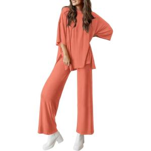 PRETTYGARDEN Two Piece Sets for Women Summer Fashion Lounge Matching Set 2026 Spring Travel Vacation Airport Outfits Clothing(Watermelon Red)