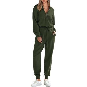 PRETTYGARDEN Women’s 2 Piece Sweater Set Pullover Zip Up Sweatshirt Jogger Sweatpants Tracksuit Casual Outfit(Army Green)