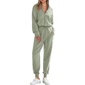 PRETTYGARDEN Women’s 2 Piece Sweater Set Pullover Zip Up Sweatshirt Jogger Sweatpants Tracksuit Casual Outfit(Light Green)
