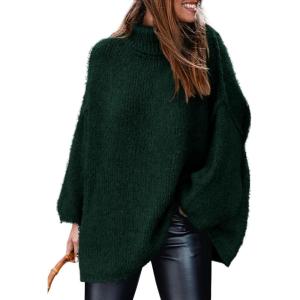 PRETTYGARDEN Women’s 2026 Fall Turtleneck Oversized Sweaters Long Sleeve Chunky Knit Pullover Tops Winter Fashion Clothes(Dark Green)