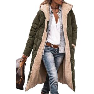PRETTYGARDEN Women’s 2026 Winter Fashion Clothes Oversized Shearling Fleece Long Coats Jackets(Army Green)