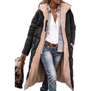 PRETTYGARDEN Women’s 2026 Winter Fashion Clothes Oversized Shearling Fleece Long Coats Jackets(Black)