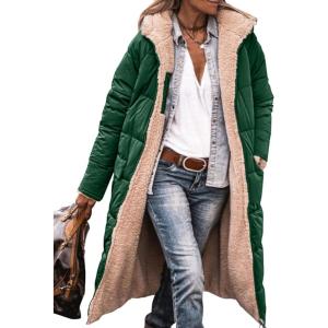 PRETTYGARDEN Women’s 2026 Winter Fashion Clothes Oversized Shearling Fleece Long Coats Jackets(Dark Green)