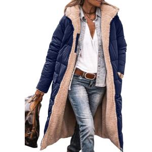PRETTYGARDEN Women’s 2026 Winter Fashion Clothes Oversized Shearling Fleece Long Coats Jackets(Navy)
