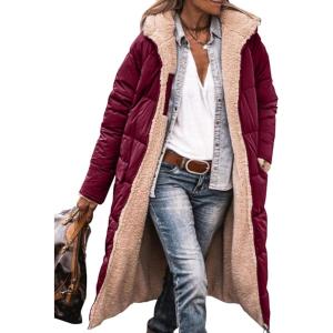 PRETTYGARDEN Women’s 2026 Winter Fashion Clothes Oversized Shearling Fleece Long Coats Jackets(Wine Red)
