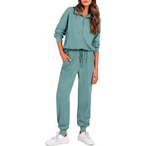 PRETTYGARDEN Women’s Fall 2 Piece Lounge Sets Zip Up Sweatshirt Jogger Pants Sweat Track Suits Travel Outfit Winter Clothing(Fruit Green)