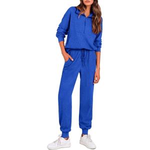 PRETTYGARDEN Women’s Fall 2 Piece Lounge Sets Zip Up Sweatshirt Jogger Pants Sweat Track Suits Travel Outfit Winter Clothing(Royal Blue)