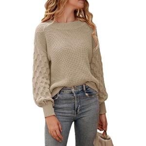 PRETTYGARDEN Women’s Fall 2026 Pullover Sweater Casual Long Sleeve Loose Chunky Knit Tops Blouse Winter Fashion Clothing(Apricot)