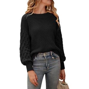 PRETTYGARDEN Women’s Fall 2026 Pullover Sweater Casual Long Sleeve Loose Chunky Knit Tops Blouse Winter Fashion Clothing(Black)