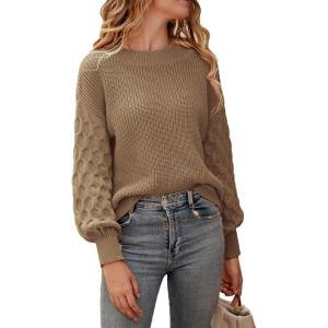 PRETTYGARDEN Women’s Fall 2026 Pullover Sweater Casual Long Sleeve Loose Chunky Knit Tops Blouse Winter Fashion Clothing(Khaki)
