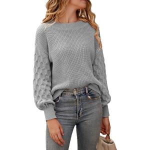 PRETTYGARDEN Women’s Fall 2026 Pullover Sweater Casual Long Sleeve Loose Chunky Knit Tops Blouse Winter Fashion Clothing(Light Grey)