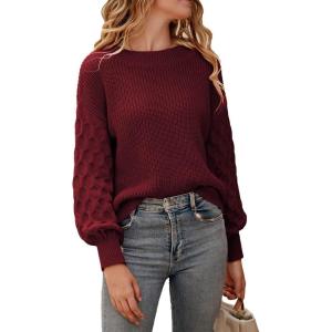 PRETTYGARDEN Women’s Fall 2026 Pullover Sweater Casual Long Sleeve Loose Chunky Knit Tops Blouse Winter Fashion Clothing(Red)