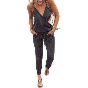 PRETTYGARDEN Womens Summer Casual One Piece Jumpsuits Spaghetti Strap Pants Romper 2026 Spring Vacation Resort Outfits(Dark Grey)