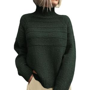 PRETTYGARDEN Women’s Turtleneck Sweaters 2026 Fall Chunky Knit Pullover Long Sleeve Jumper Tops Trendy Winter Clothes(Dark Green)