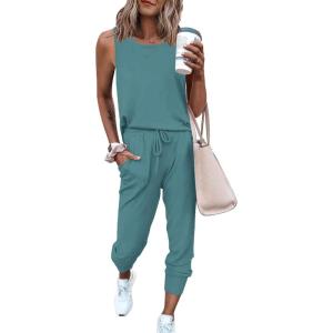 PRETTYGARDEN Women’s Two Piece Outfit Sets Casual Summer Sleeveless Matching Lounge Wear Spring Travel Clothes Tracksuit(Grey Green)