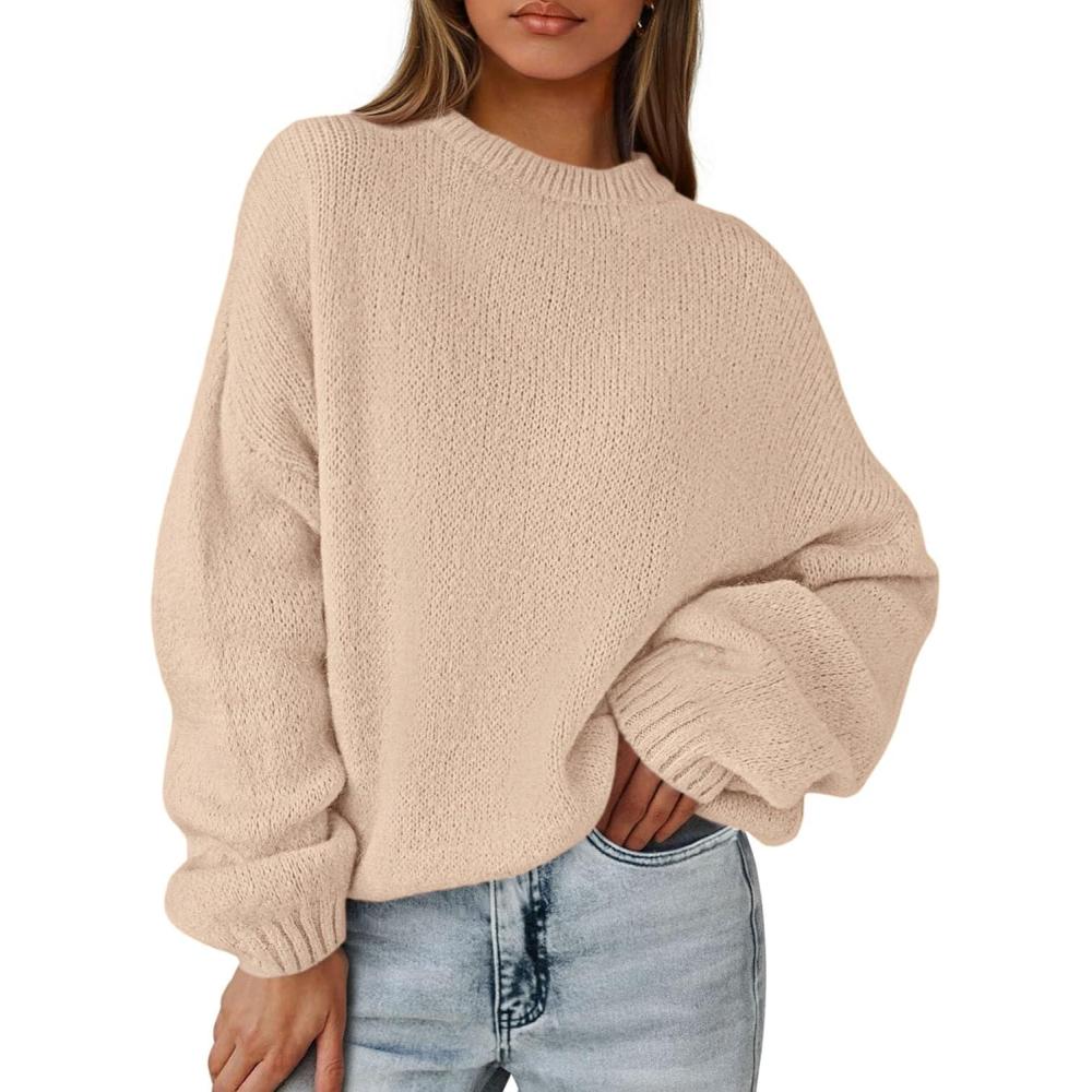 imagePRETTYGARDEN Womens Fall Oversized Sweaters Dressy Casual Long Sleeve Chunky Knit Winter Pullover Tops 2026 Holiday OutfitsLight Khaki