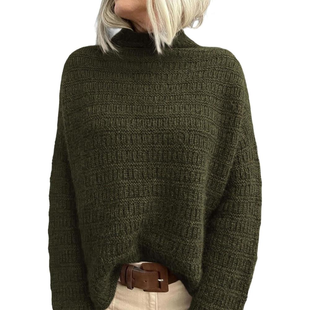 imagePRETTYGARDEN Womens Mock Neck Oversized Sweaters 2026 Long Sleeve Pullover Fall Sweater Knit Jumper Tops Winter ClothingArmy Green