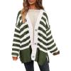 Striped Army Green White