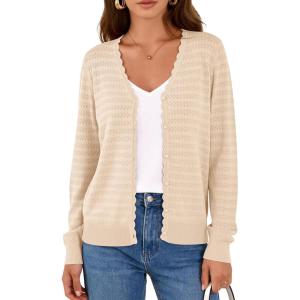 PRETTYGARDEN Lightweight Cardigans for Women Trendy Cozy Fall Fashion Long Sleeve Button V Neck Soft Knit Spring Sweater Tops(Apricot)