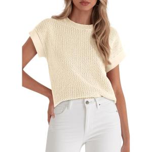 PRETTYGARDEN Women 2026 Spring Fashion Sweater Vest Business Casual Tank Top Cap Sleeve Knit Work Shirt Trendy Summer Outfits(Beige)