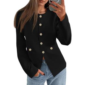 PRETTYGARDEN Women’s 2026 Fall Blazers Button Down Fitted Lightweight Dressy Work Suit Jackets Trendy Business Casual Outfits(Black)