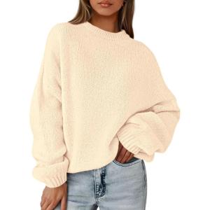 PRETTYGARDEN Women’s Fall Oversized Sweaters Dressy Casual Long Sleeve Chunky Knit Winter Pullover Tops 2026 Holiday Outfits(Apricot)