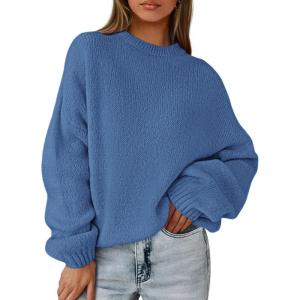 PRETTYGARDEN Women’s Fall Oversized Sweaters Dressy Casual Long Sleeve Chunky Knit Winter Pullover Tops 2026 Holiday Outfits(Blue)