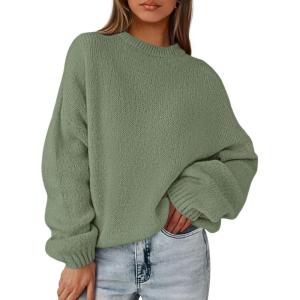 PRETTYGARDEN Women’s Fall Oversized Sweaters Dressy Casual Long Sleeve Chunky Knit Winter Pullover Tops 2026 Holiday Outfits(Green)