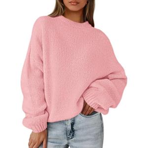 PRETTYGARDEN Women’s Fall Oversized Sweaters Dressy Casual Long Sleeve Chunky Knit Winter Pullover Tops 2026 Holiday Outfits(Light Pink)