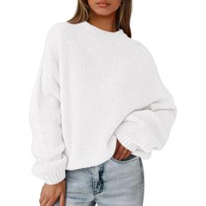 PRETTYGARDEN Women’s Fall Oversized Sweaters Dressy Casual Long Sleeve Chunky Knit Winter Pullover Tops 2026 Holiday Outfits(White)