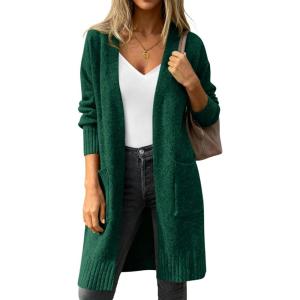 PRETTYGARDEN Women’s Long Oversized Cardigans 2026 Fall Trendy Long Sleeve Open Front Chunky Sweater Knit Winter Clothing(Green)