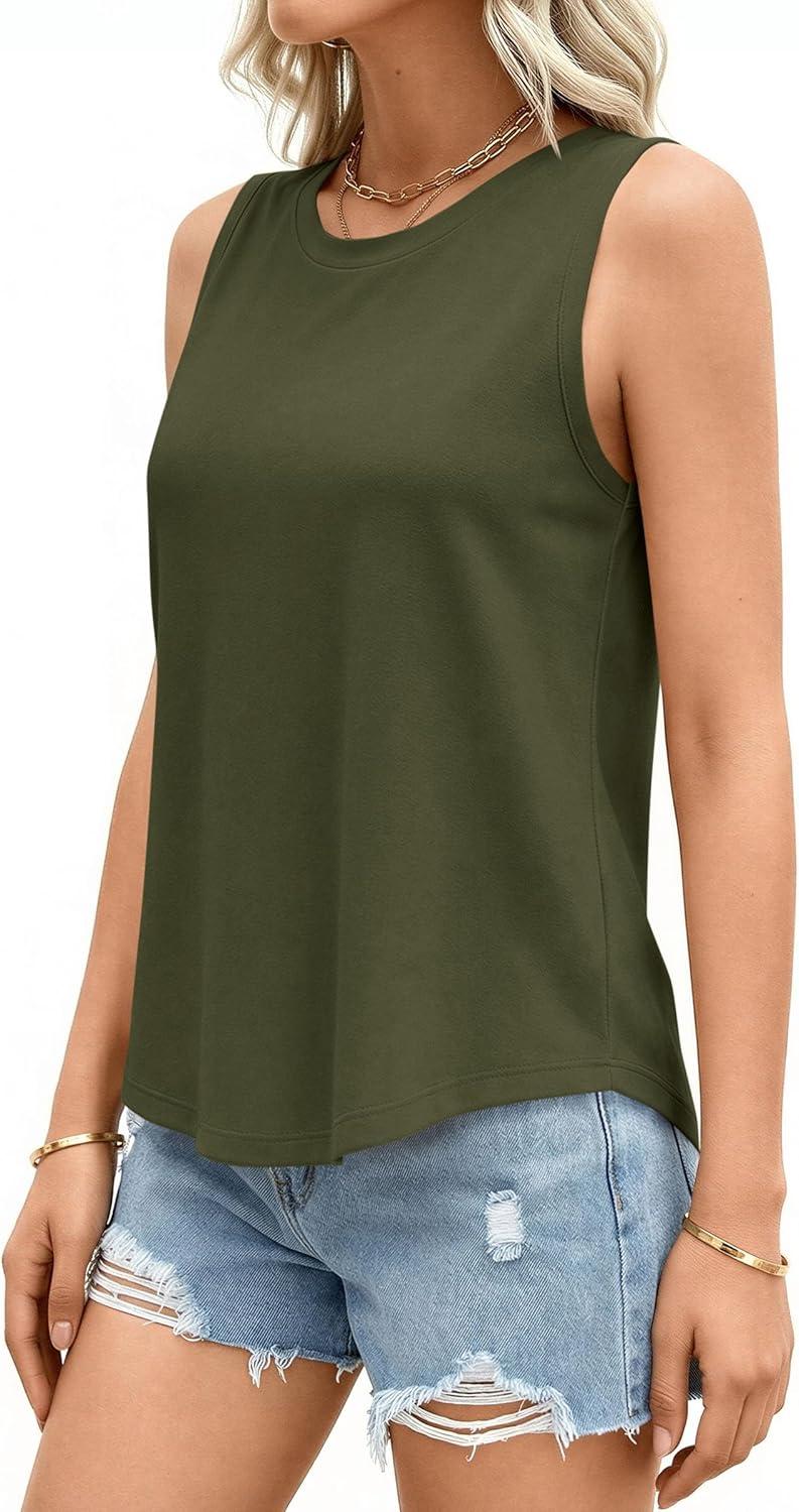 imagePRETTYGARDEN Womens Summer Tops 2026 Spring Fashion Sleeveless Tank Tops Casual Loose Fit Shirts Beach Vacation ClothesArmy Green