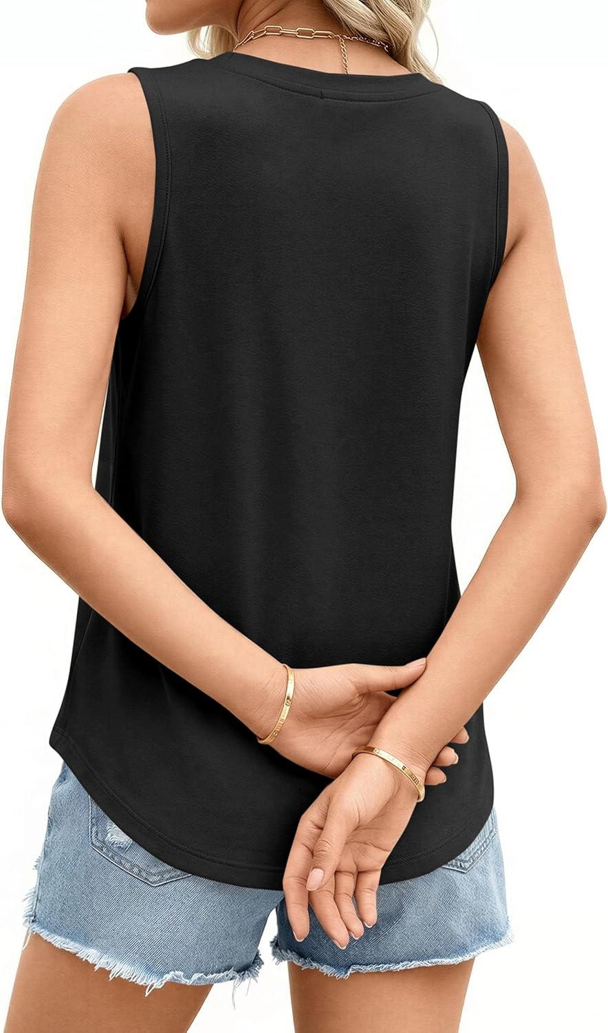 imagePRETTYGARDEN Womens Summer Tops 2026 Spring Fashion Sleeveless Tank Tops Casual Loose Fit Shirts Beach Vacation ClothesBlack