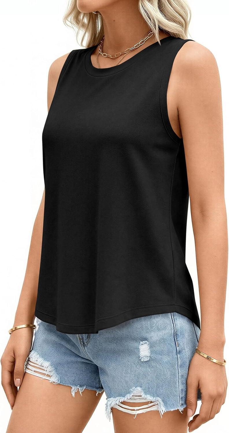 imagePRETTYGARDEN Womens Summer Tops 2026 Spring Fashion Sleeveless Tank Tops Casual Loose Fit Shirts Beach Vacation ClothesBlack