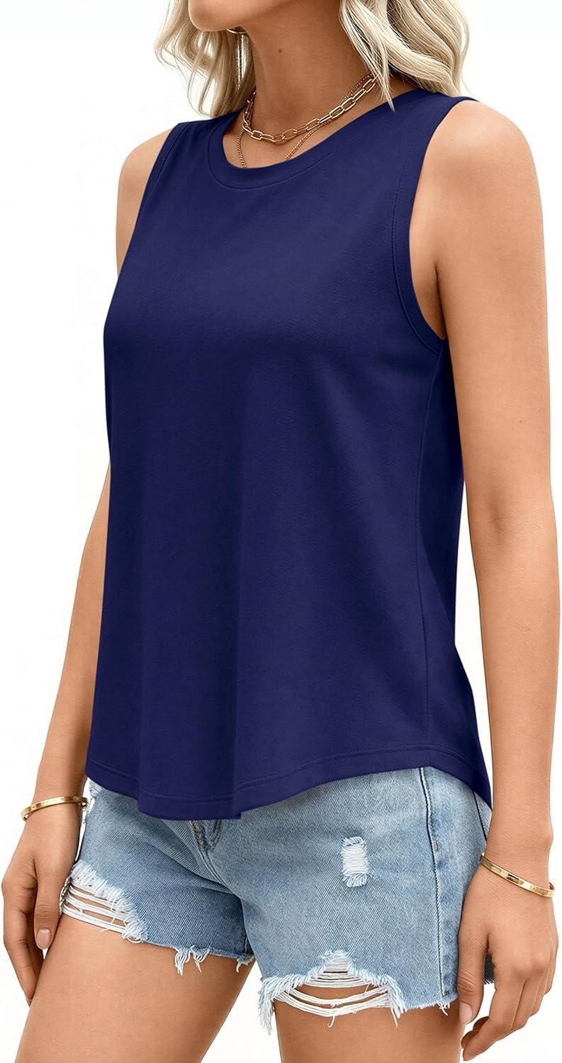 imagePRETTYGARDEN Womens Summer Tops 2026 Spring Fashion Sleeveless Tank Tops Casual Loose Fit Shirts Beach Vacation ClothesNavy Blue