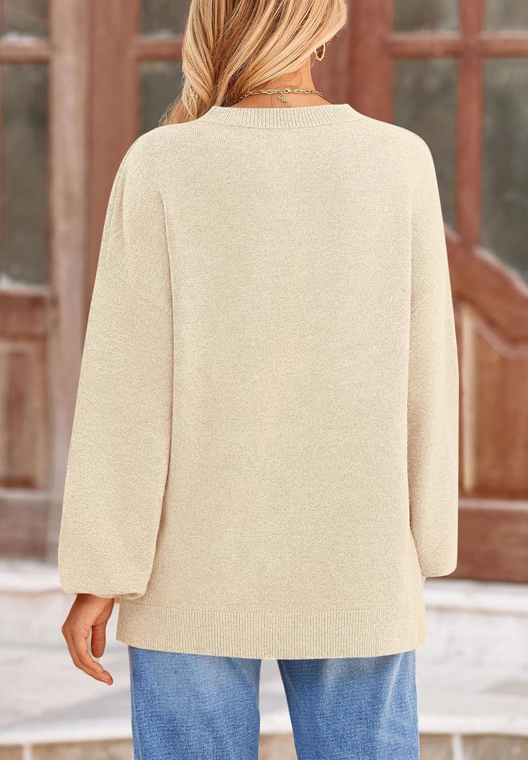 imagePRETTYGARDEN Womens 2026 Fall Sweaters Casual Crew Neck Long Sleeve Pullover Tops Ribbed Knit Loose Fit Winter ClothesBeige