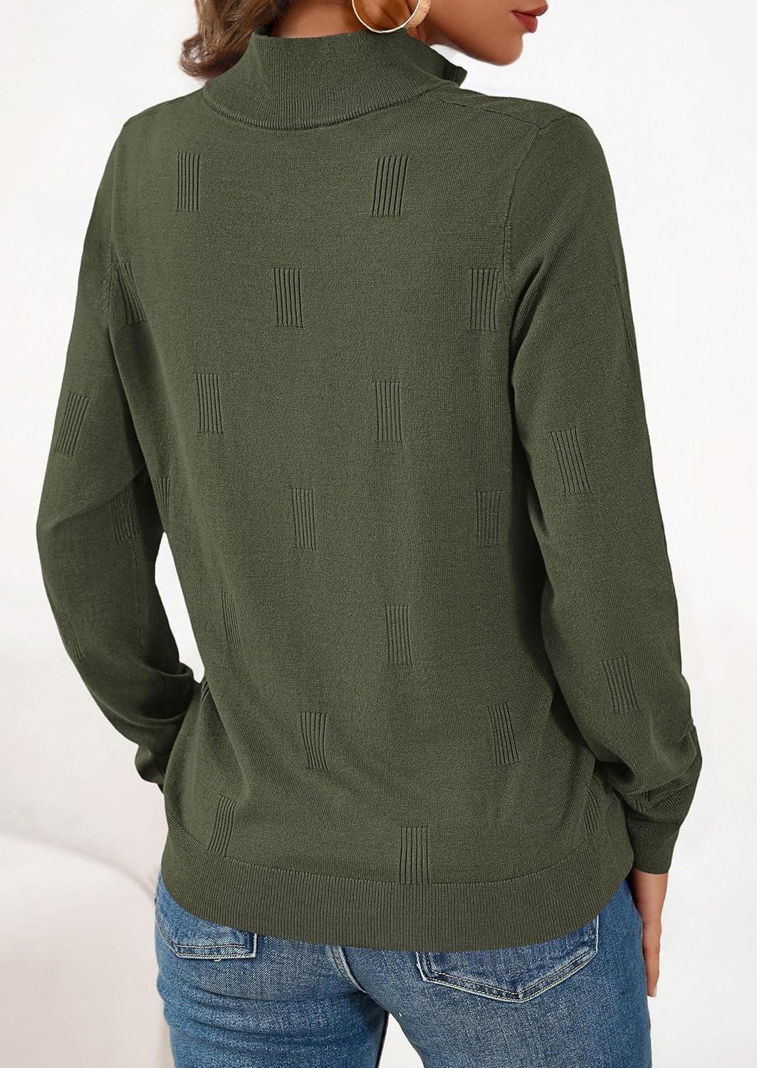 imagePRETTYGARDEN Womens Sweaters Quarter Zip Knit Long Sleeve Business Casual Pullover Tops 2026 Fall Fashion Work OutfitsArmy Green