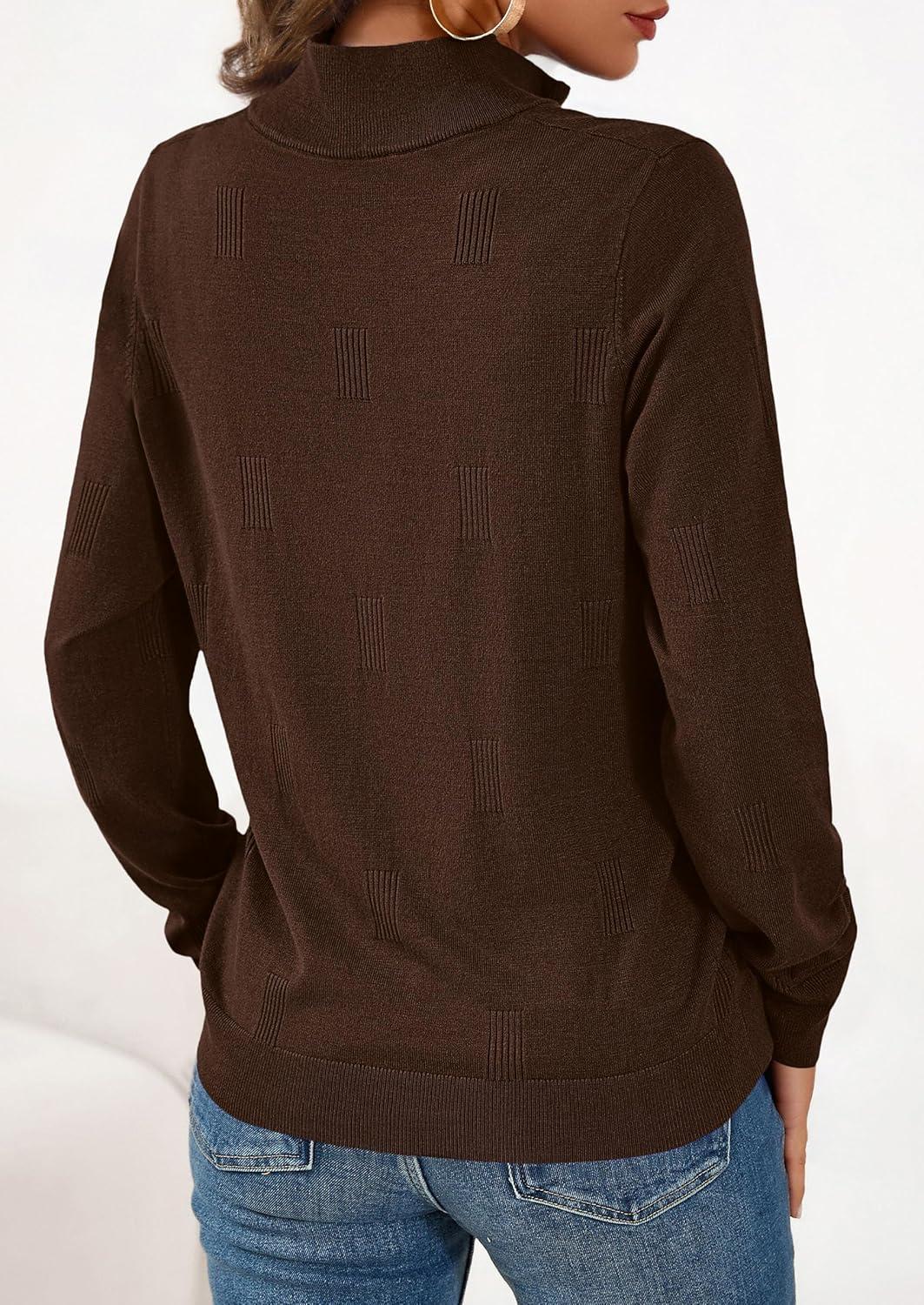 imagePRETTYGARDEN Womens Sweaters Quarter Zip Knit Long Sleeve Business Casual Pullover Tops 2026 Fall Fashion Work OutfitsBrown