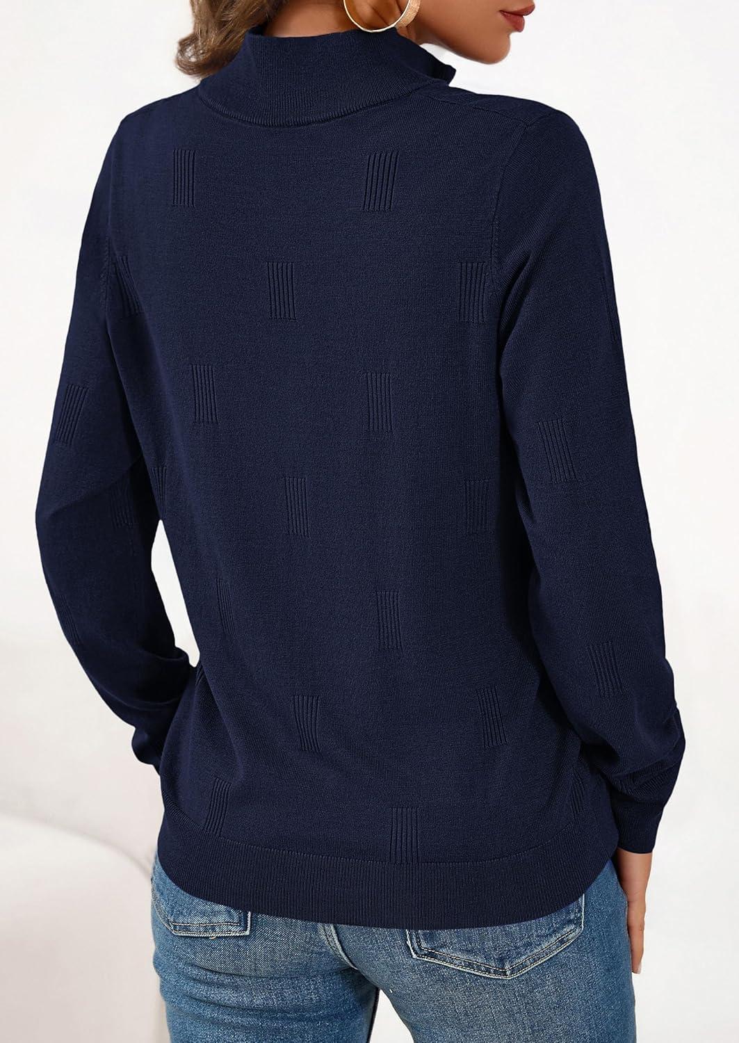 imagePRETTYGARDEN Womens Sweaters Quarter Zip Knit Long Sleeve Business Casual Pullover Tops 2026 Fall Fashion Work OutfitsNavy Blue