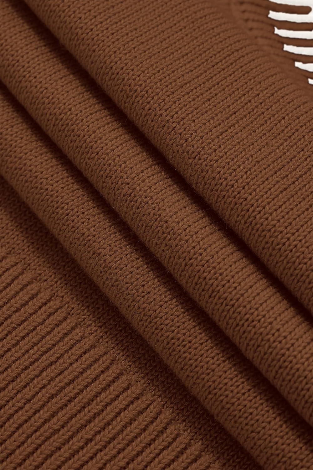 imagePRETTYGARDEN Womens 2 Piece Knit Sweater Outfit Casual Long Sleeve Pullover Wide Leg Pants Tracksuit Loungewear SetBrown