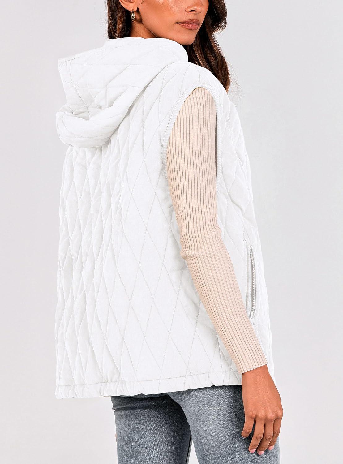 imagePRETTYGARDEN Womens 2026 Fall Spring Vest Casual Sleeveless Hooded Zip Up Jacket Trendy Winter Coat OuterwearWhite