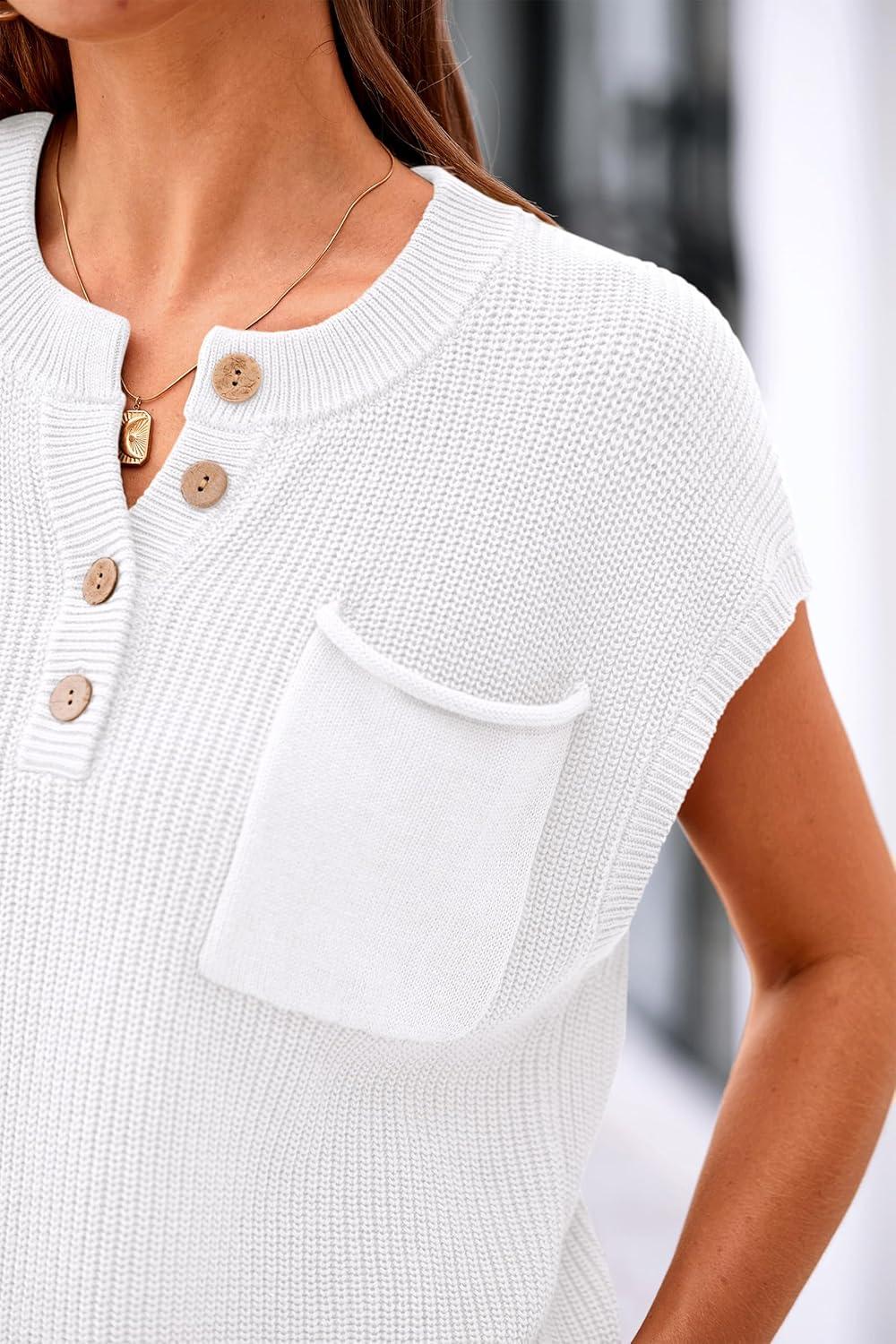 imagePRETTYGARDEN Womens Summer 2 Piece Outfits 2026 Sweater Sets Knit Pullover Tops High Waisted Pants Spring Matching Lounge SetWhite