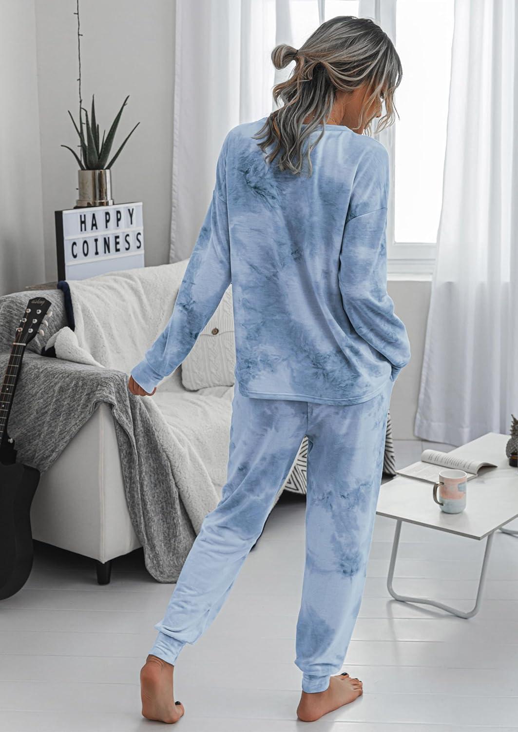 imagePRETTYGARDEN Womens Two Piece Loungewear Fall Casual Long Sleeve Tops Jogger Pants Pajama Sets Matching Outfits ClothingGrey