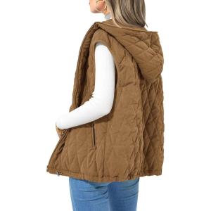PRETTYGARDEN Women’s 2026 Fall Spring Vest Casual Sleeveless Hooded Zip Up Jacket Trendy Winter Coat Outerwear(Camel)