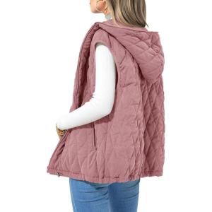 PRETTYGARDEN Women’s 2026 Fall Spring Vest Casual Sleeveless Hooded Zip Up Jacket Trendy Winter Coat Outerwear(Pink)