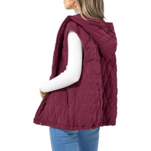 PRETTYGARDEN Women’s 2026 Fall Spring Vest Casual Sleeveless Hooded Zip Up Jacket Trendy Winter Coat Outerwear(Wine Red)