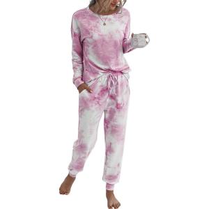 PRETTYGARDEN Women’s Two Piece Loungewear Fall Casual Long Sleeve Tops Jogger Pants Pajama Sets Matching Outfits Clothing(Pink)