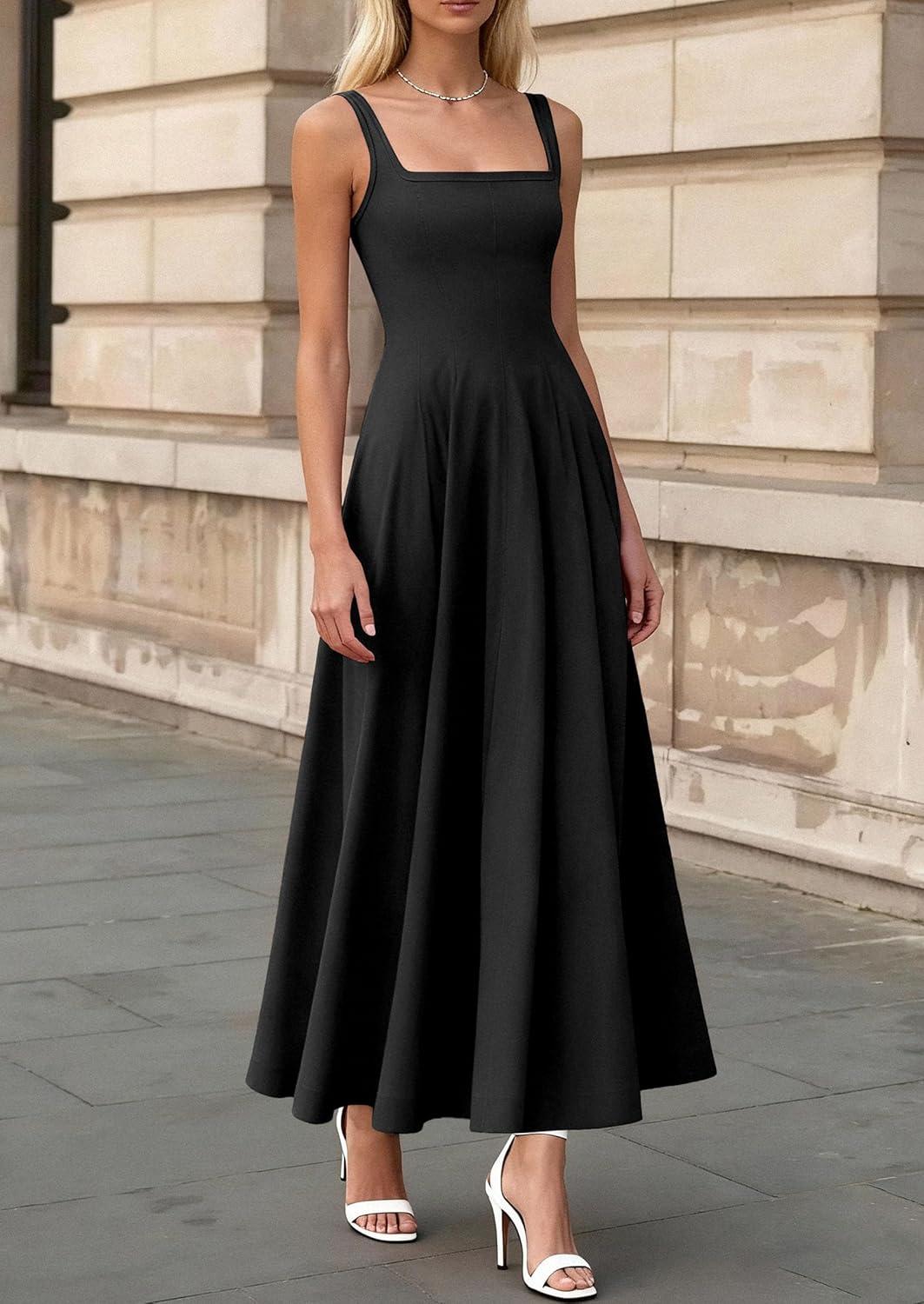 imagePRETTYGARDEN Cocktail Dresses for Women Formal 2026 Summer Sleeveless A Line Long Flowy Spring Wedding Guest Party Midi DressBlack